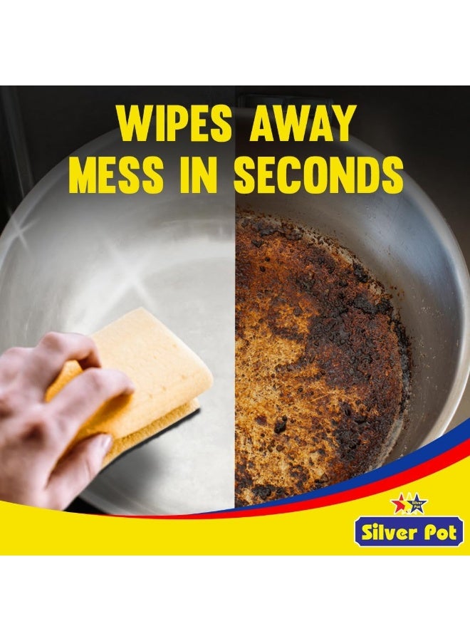 Silver Pot Kitchen Sponge & Scourer – 13cm Dual-Purpose Cleaning Sponge for Pots, Pans, Kitchen Utensils, and Delicate Surfaces - Image 5